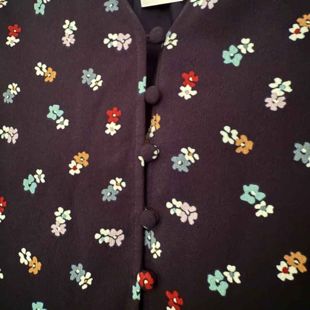 GAP Navy Floral Long Sleeve Button-down Dress - Picture 4 of 7